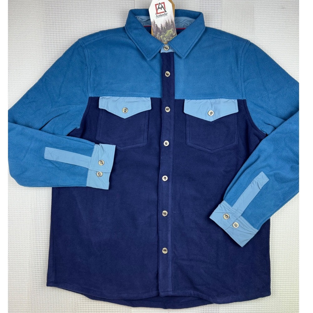 Avalanche Outdoor Supply Co Mens Blue Fleece Colorblock Shirt Jacket Shacket L